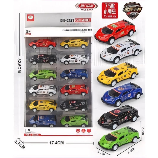 🏎️ مجموعة سيارات السباق بالقصور الذاتي (السحب الخلفي) - 12 سيارة