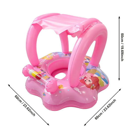 عوامة السباحة الآمنة للأطفال مع مظلة حماية 🏖️👶